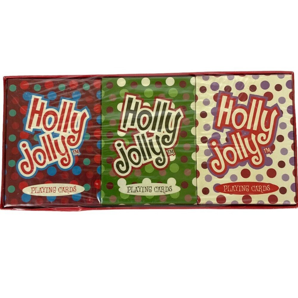 Holly Jolly Playing Cards 3 Decks Set By Russ Berrie Christmas Holiday Theme